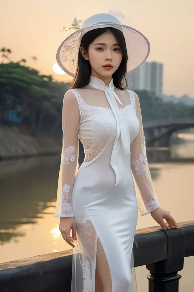 áo dài nude rạo rực