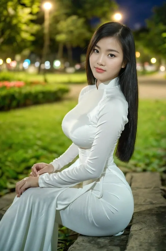 áo dài nude vú căng