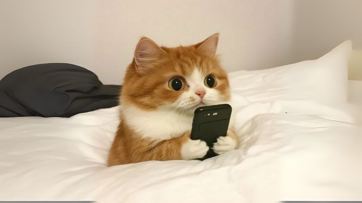Hình nền mèo cute - Ảnh ngang chụp cả con bị cắt mất đuôi và chân