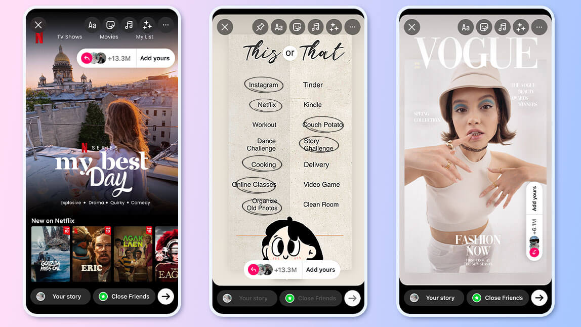 Template story instagram - Máy mỗi người một khung nên phải chừa mép
